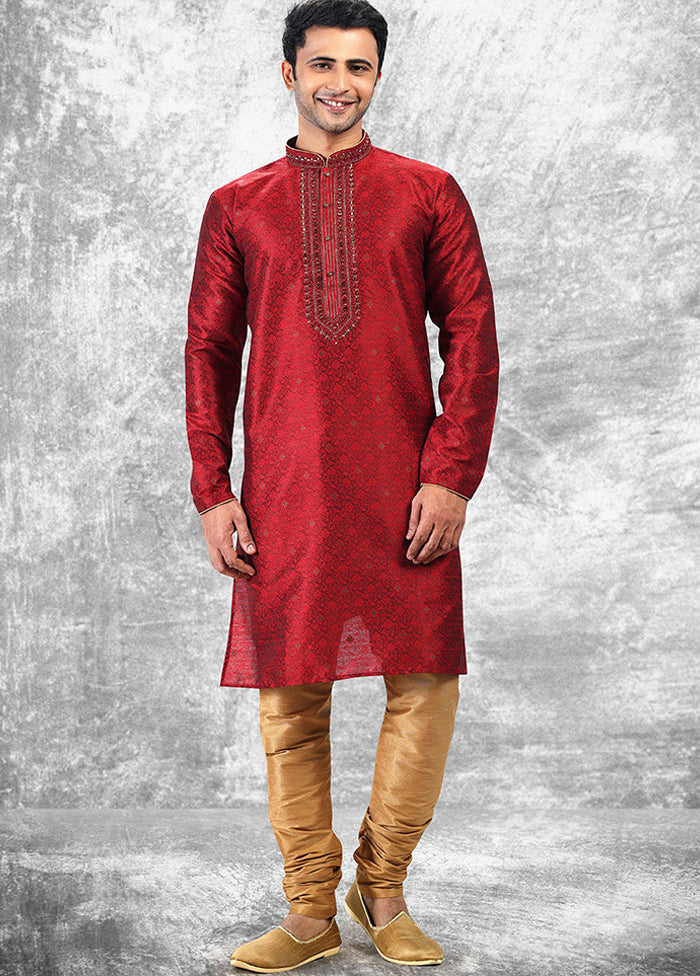 Maroon Silk Kurta & Pajama Set