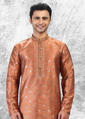 Peach Silk Kurta & Pajama Set
