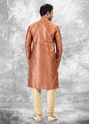 Peach Silk Kurta & Pajama Set