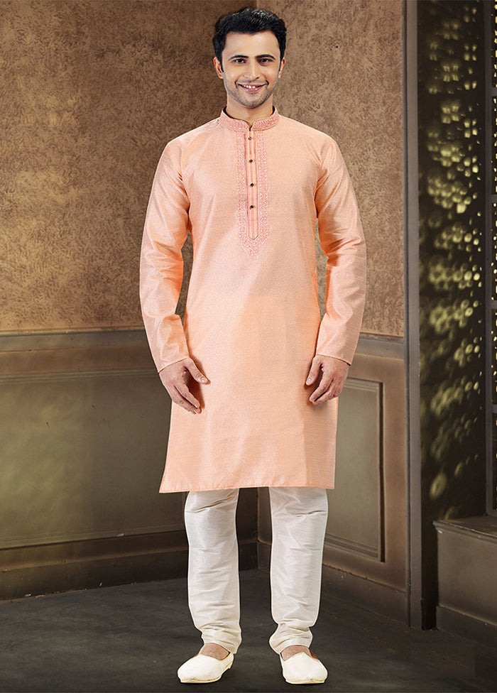 Peach Silk Kurta & Pajama Set