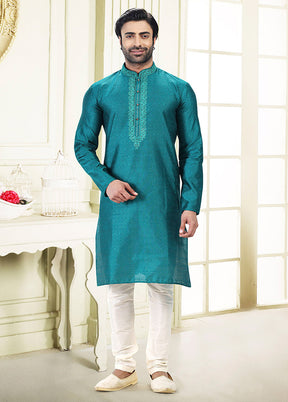 Blue Silk Kurta & Pajama Set