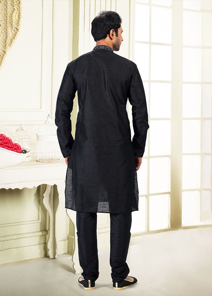 Black Silk Kurta & Pajama Set