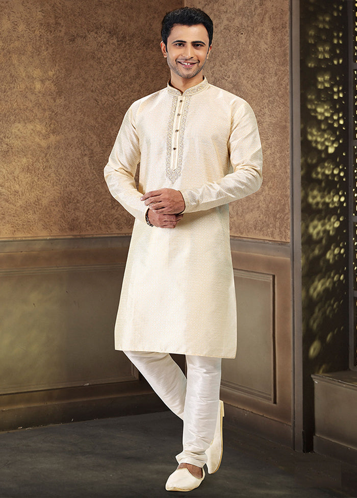Cream Silk Kurta & Pajama Set
