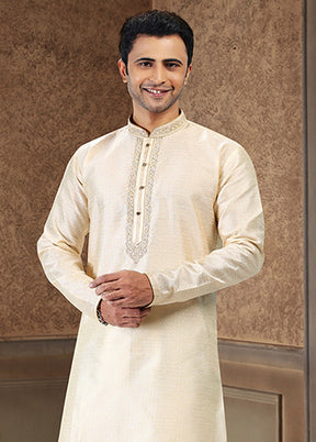 Cream Silk Kurta & Pajama Set