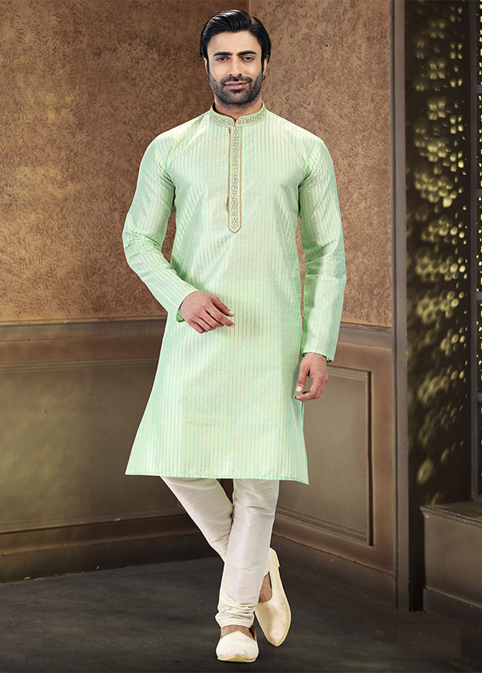 Green Silk Kurta & Pajama Set