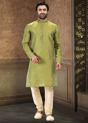 Green Silk Kurta & Pajama Set