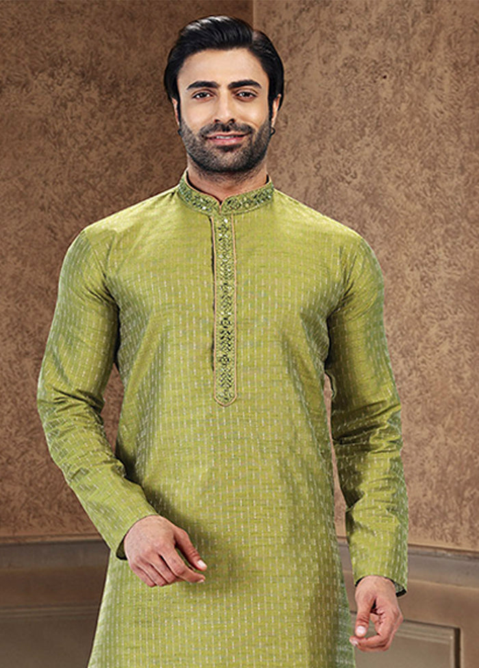 Green Silk Kurta & Pajama Set