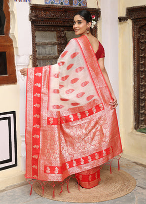 White Cotton Saree With Blouse Piece