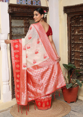 White Cotton Saree With Blouse Piece