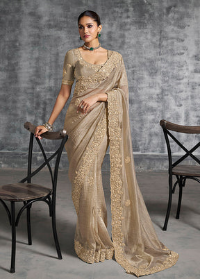 Grey Tissue Silk Saree With Blouse Piece