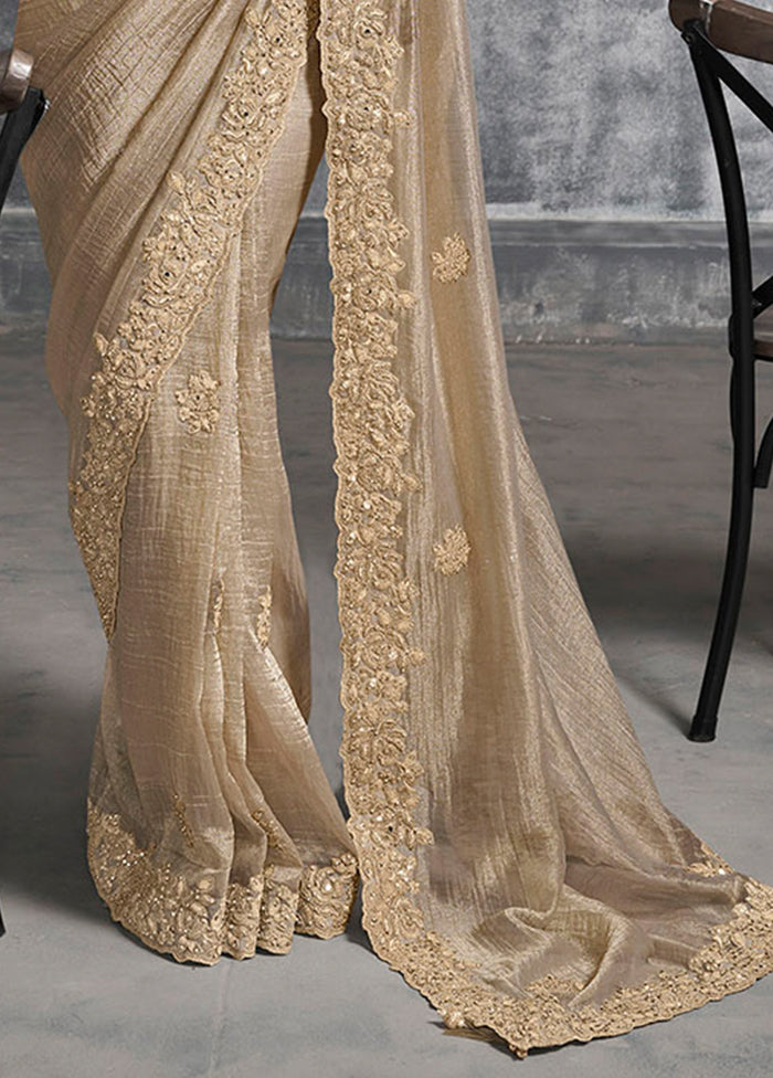 Grey Tissue Silk Saree With Blouse Piece