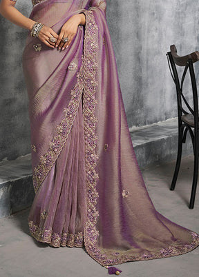 Purple Tissue Silk Saree With Blouse Piece