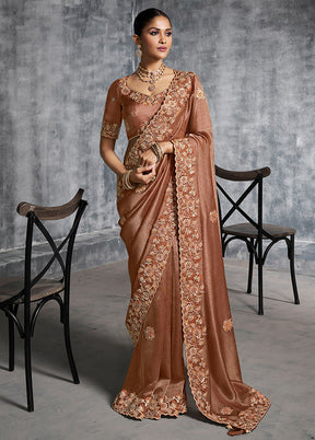 Brown Tissue Silk Saree With Blouse Piece