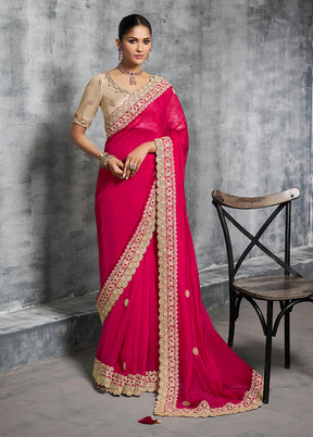 Pink Tissue Silk Saree With Blouse Piece