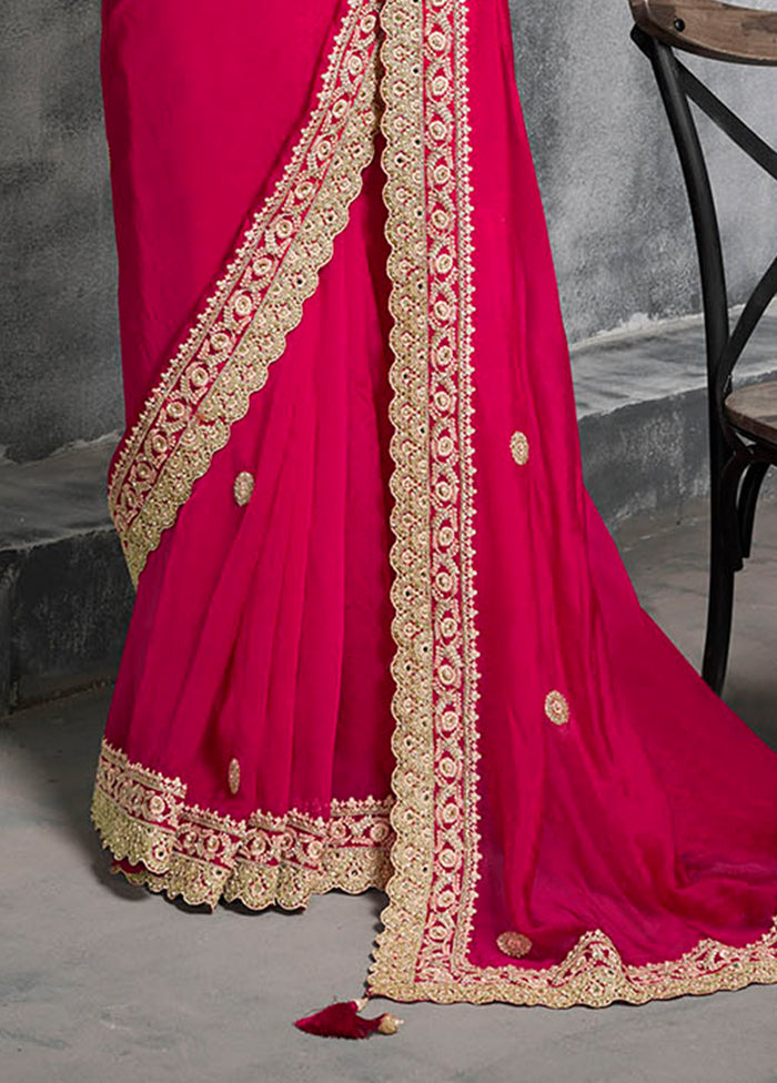 Pink Tissue Silk Saree With Blouse Piece