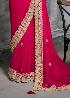 Pink Tissue Silk Saree With Blouse Piece