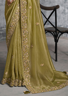 Green Tissue Silk Saree With Blouse Piece