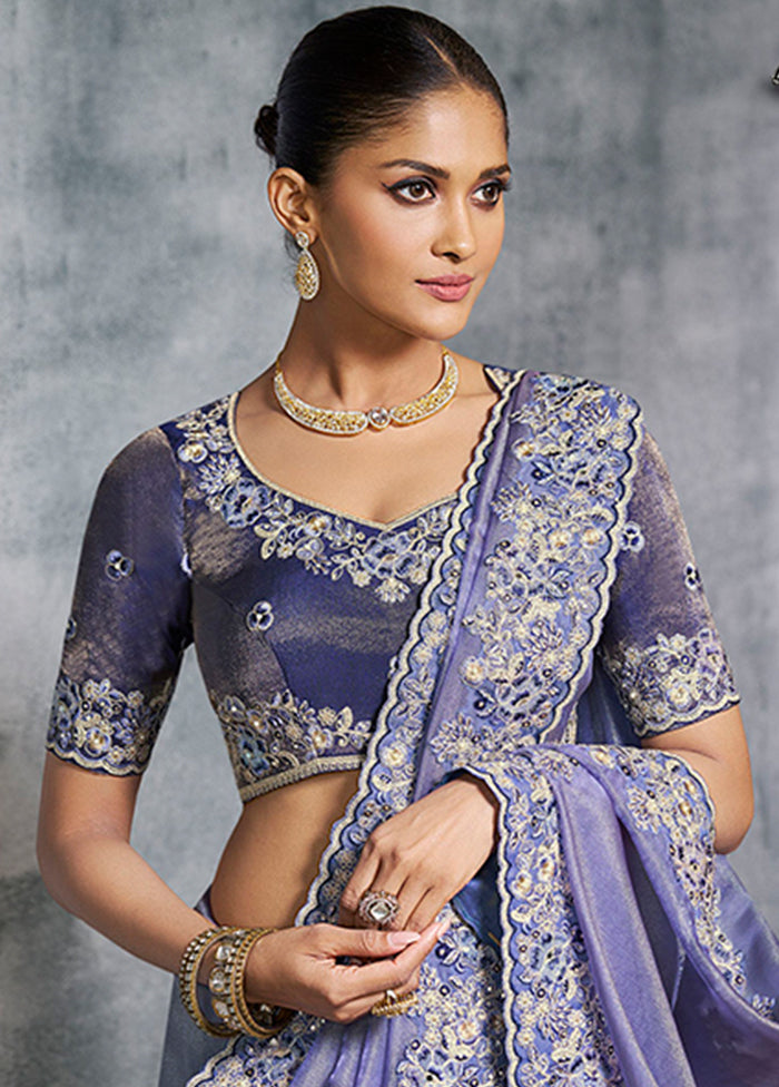 Lavender Tissue Silk Saree With Blouse Piece