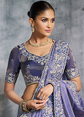 Lavender Tissue Silk Saree With Blouse Piece