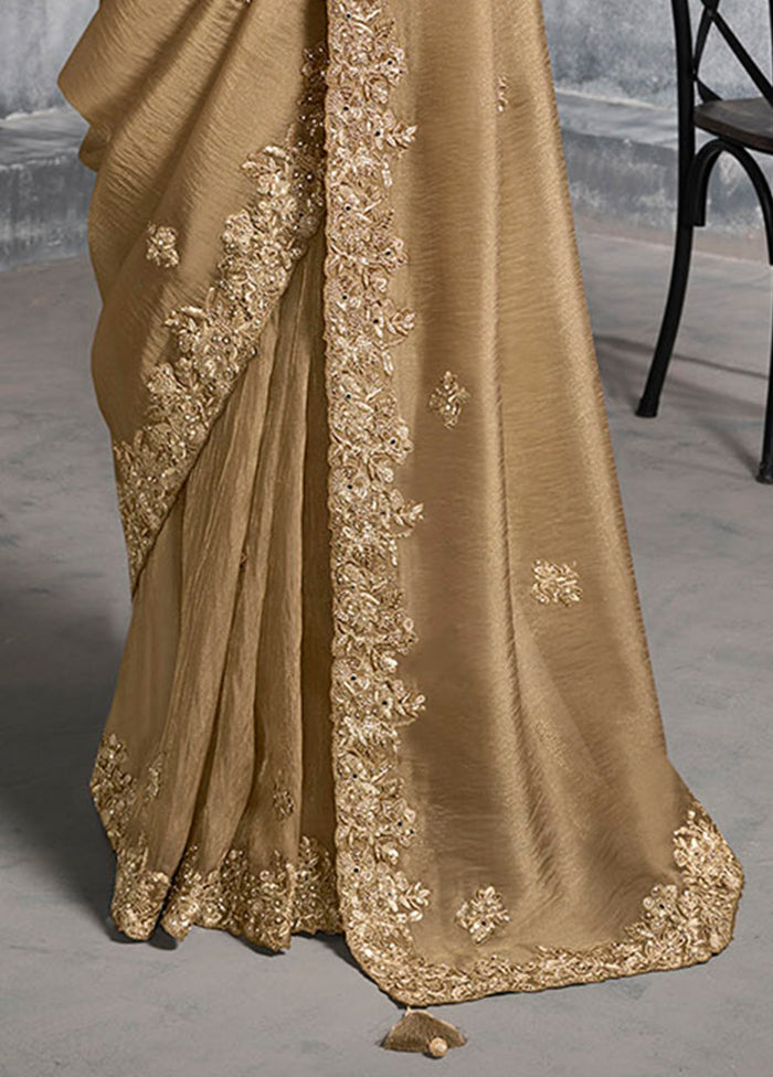 Brown Tissue Silk Saree With Blouse Piece