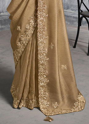 Brown Tissue Silk Saree With Blouse Piece