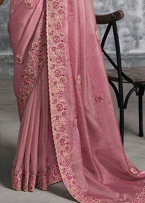 Pink Tissue Silk Saree With Blouse Piece
