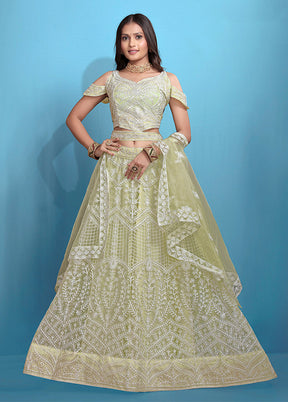 Green Net Dupatta Lehenga Set