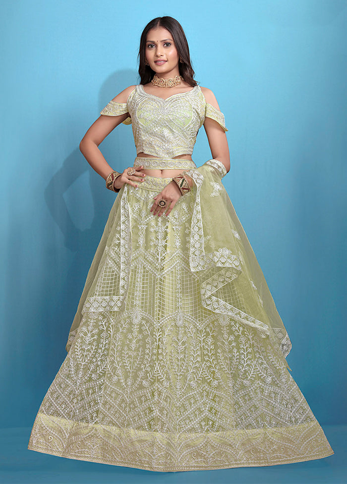 Green Net Dupatta Lehenga Set