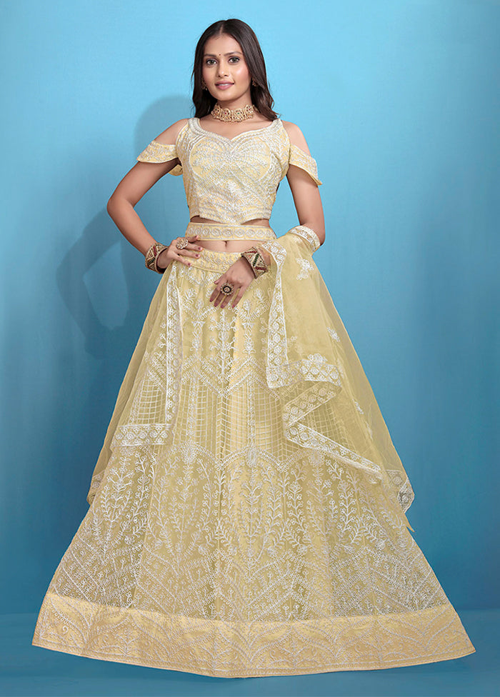 Yellow Net Dupatta Lehenga Set