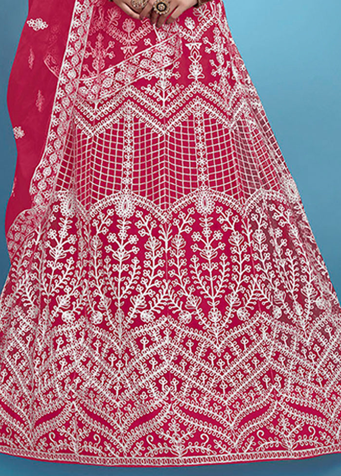 Pink Net Dupatta Lehenga Set