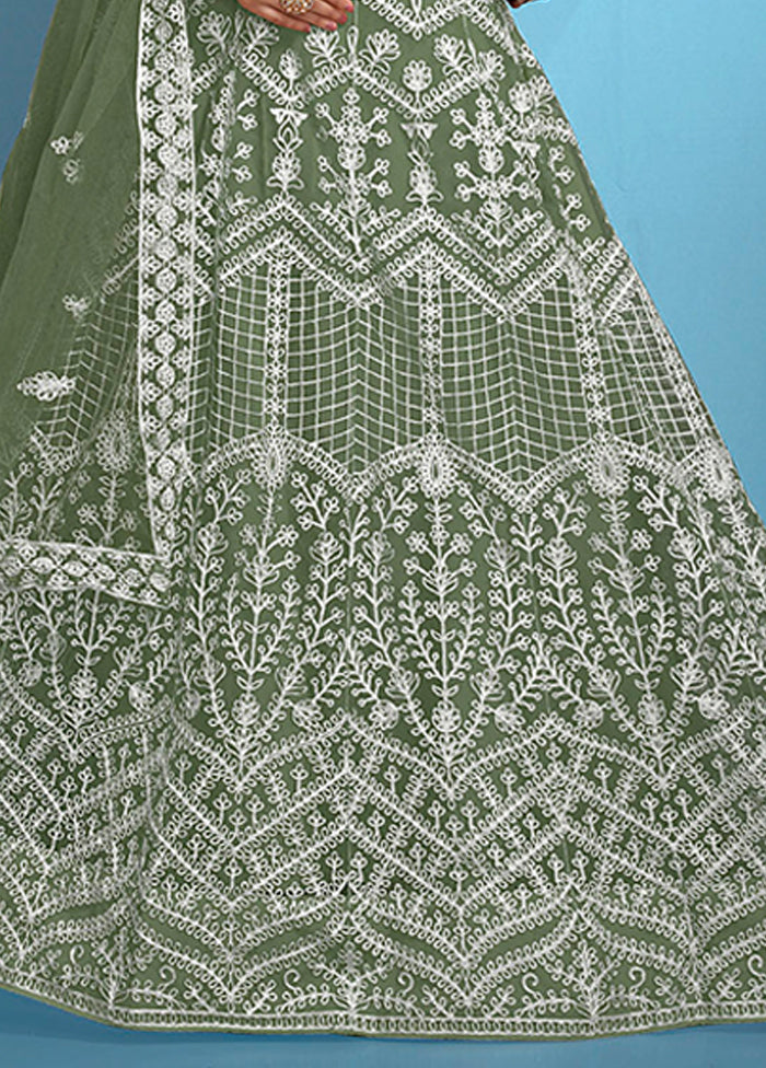 Green Net Dupatta Lehenga Set