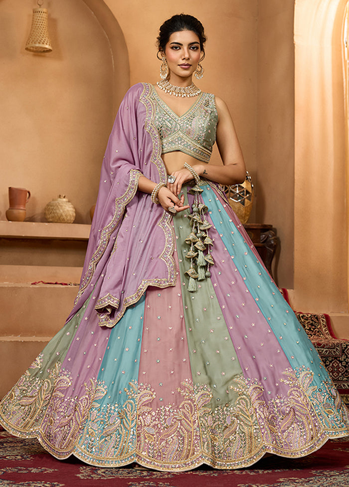 Grey Georgette Lehenga Set