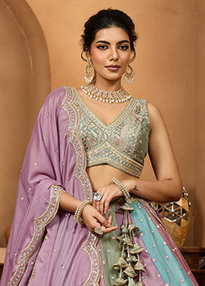Grey Georgette Lehenga Set