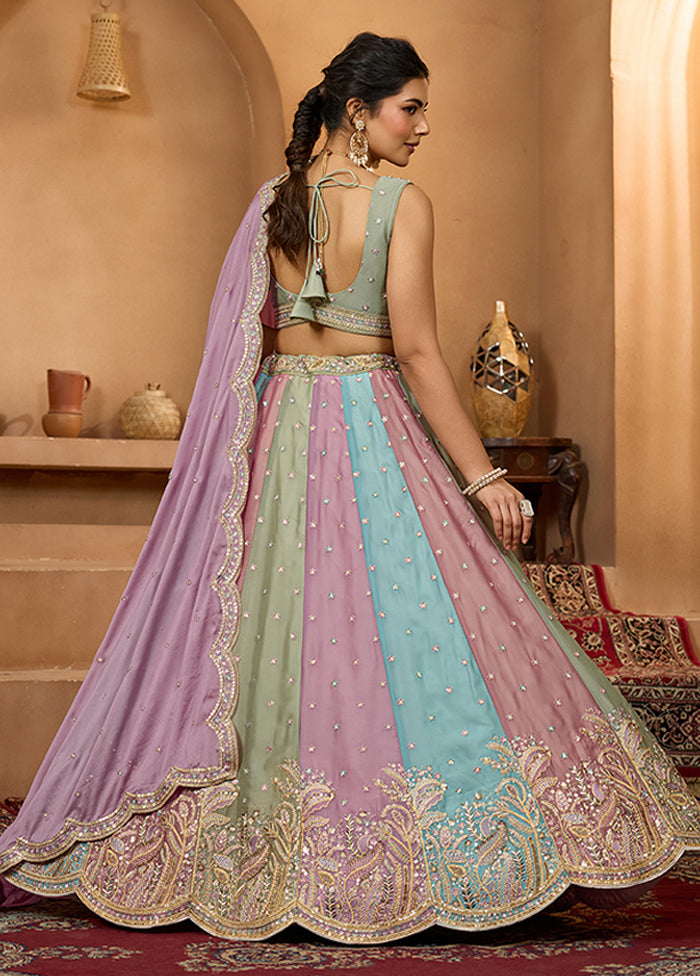 Grey Georgette Lehenga Set
