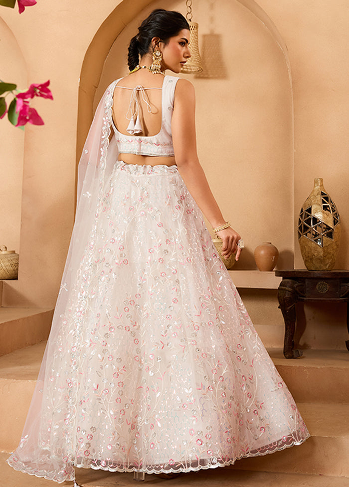 Cream Net Lehenga Set