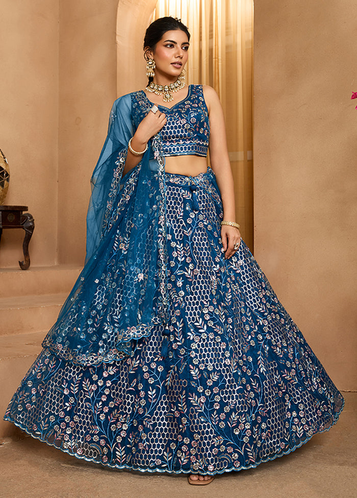 Blue Net Lehenga Set