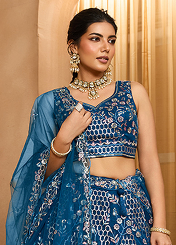Blue Net Lehenga Set