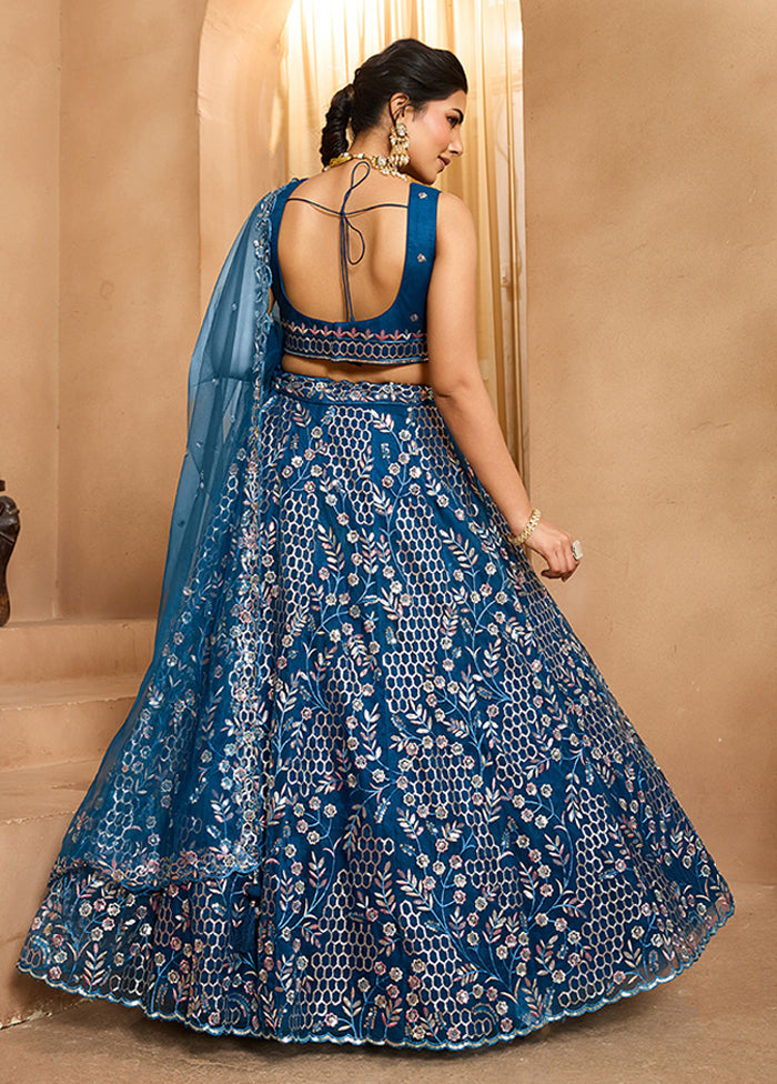 Blue Net Lehenga Set