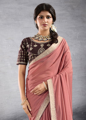 Pink Georgette Saree With Blouse Piece
