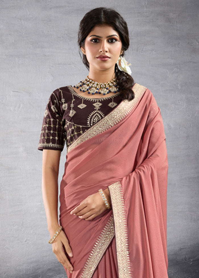 Pink Georgette Saree With Blouse Piece