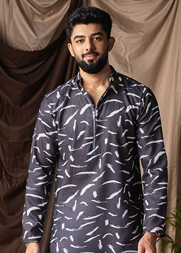 Black Silk Kurta & Pajama Set