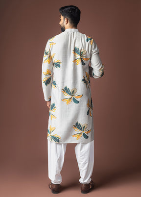 Grey Viscose Kurta & Pajama Set