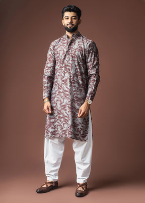 Wine Viscose Kurta & Pajama Set