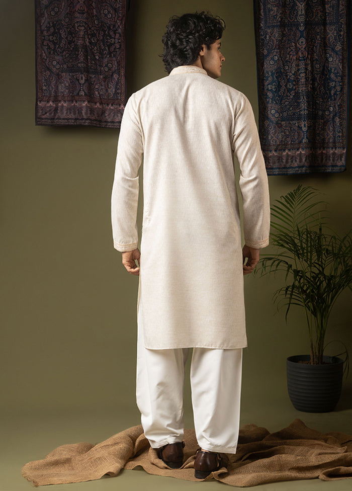 Cream Silk Kurta & Pajama Set