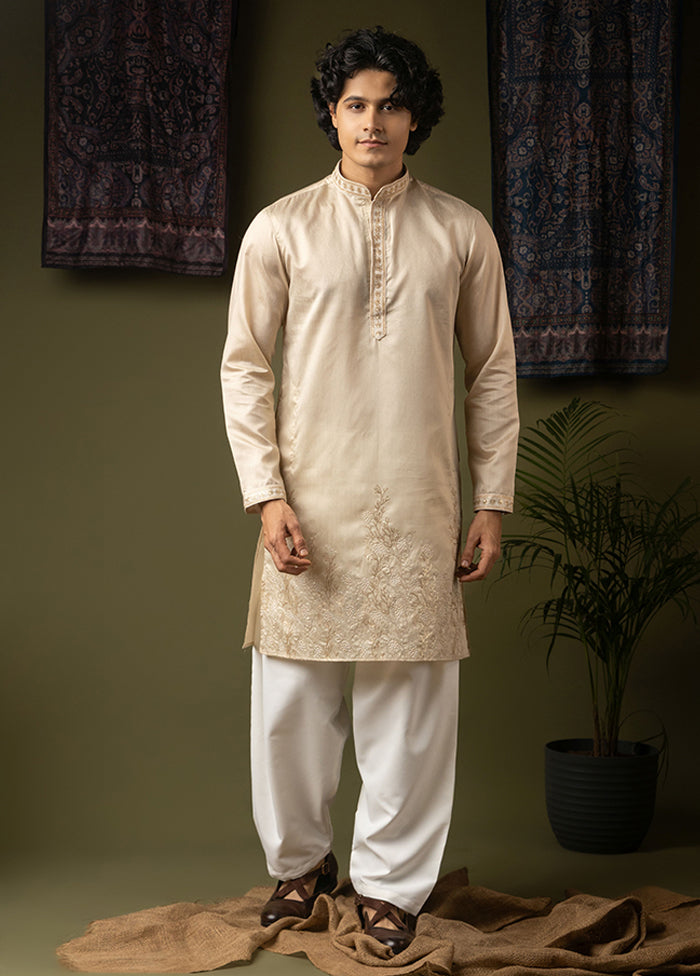 Cream Silk Kurta & Pajama Set