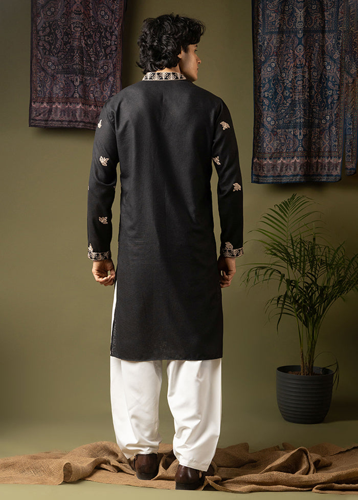 Black Silk Kurta & Pajama Set