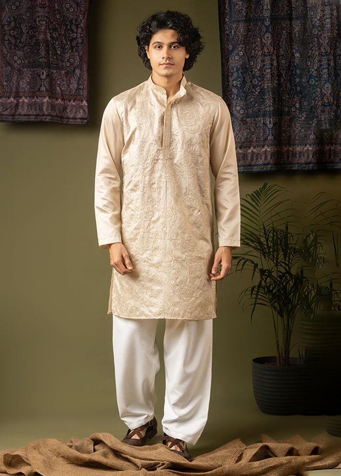 Cream Silk Kurta & Pajama Set