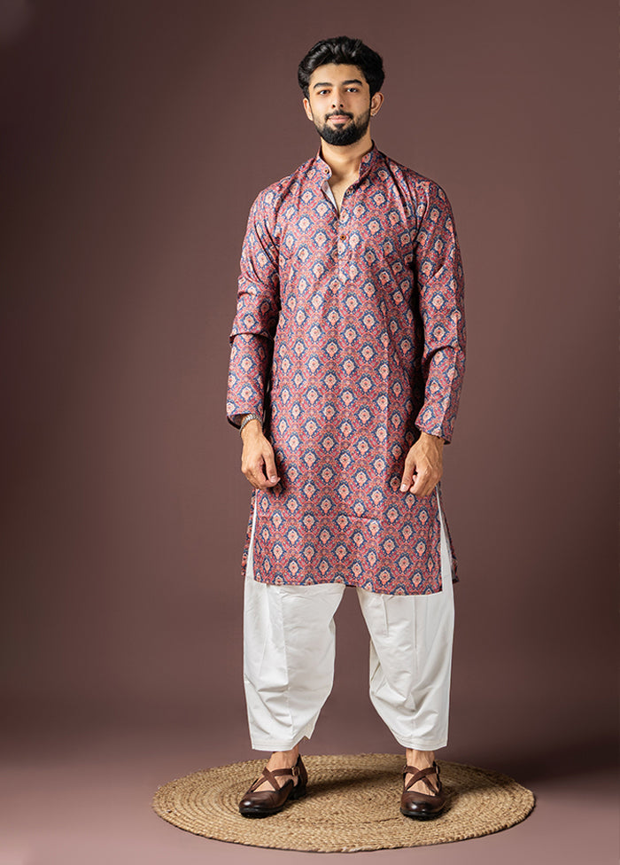 Wine Cotton Kurta & Pajama Set