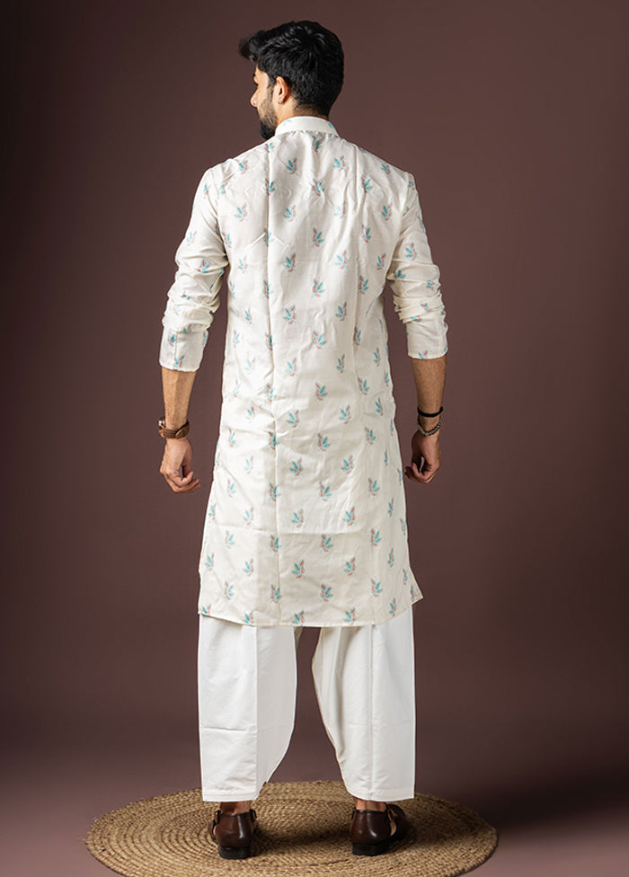 White Cotton Kurta & Pajama Set