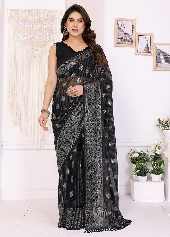 Black Georgette Saree With Blouse Piece